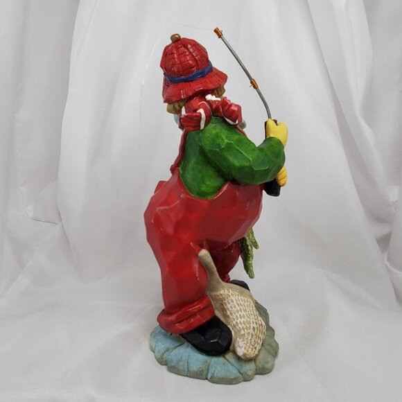 VTG Fishing Santa Claus Figurine Holding Rod & Fish Snagged his Bottom 9" Tall - Picture 6 of 13